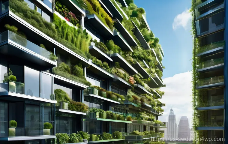 소프트웨어 설계 패턴을 통한 지속 가능한 개발 - **Prompt:** A serene, futuristic cityscape built upon "green foundations" of sustainable software ar...