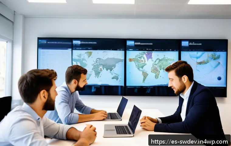 설계 패턴을 활용한 애자일 개발 - A modern software development team collaborating in a bright, spacious office in Barcelona, Spain, w...